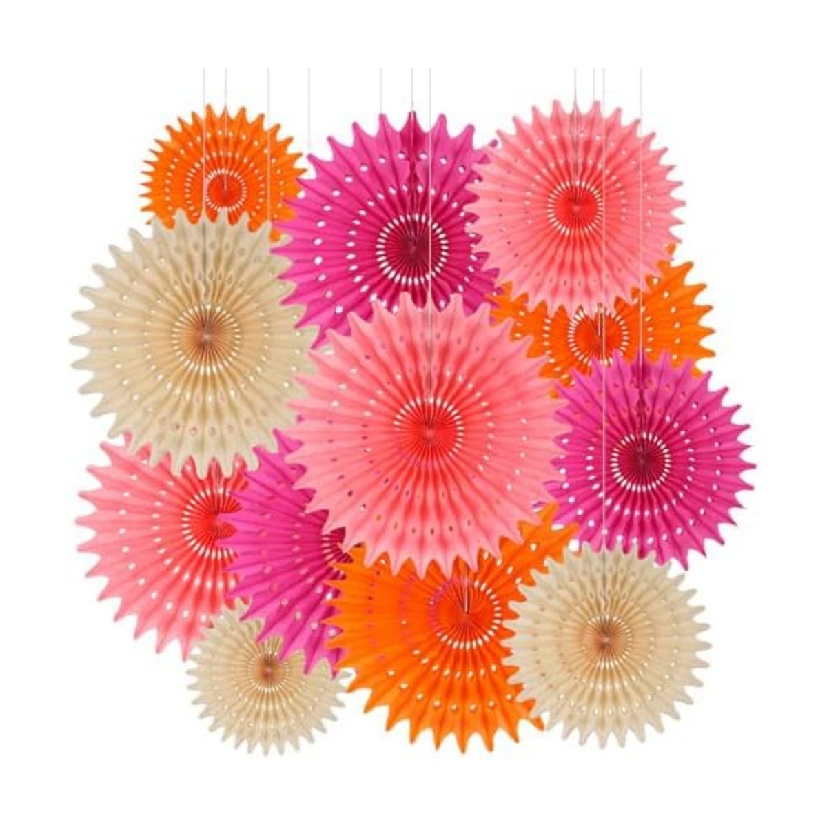 BestoFun 12PCS Paper Fans Peach and Hot Pink Party Decorations Tissue Paper Flowers Decorations for Girl Groovy Birthday Baby Shower Wedding Bachelorette Room Wall Hanging Décor