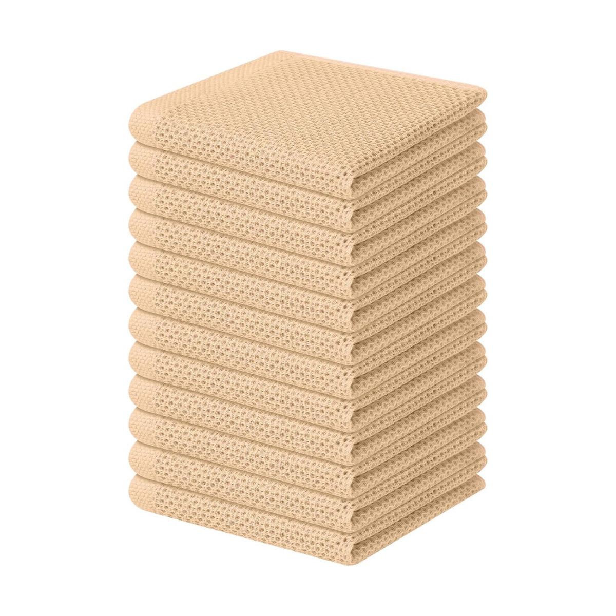 Homaxy 100% Cotton Waffle Weave Kitchen Dish Cloths 12-Pack, Apricot | 12 x 12 Inches, Ultra Soft Absorbent Dish