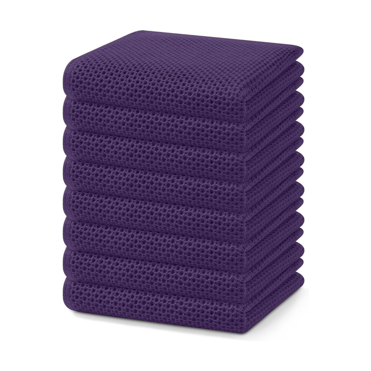 Homaxy 100% Cotton Waffle Weave Kitchen Dish Towels 8-Pack, Eggplant | 13 x 28 Inches, Ultra Soft Absorbent Dish