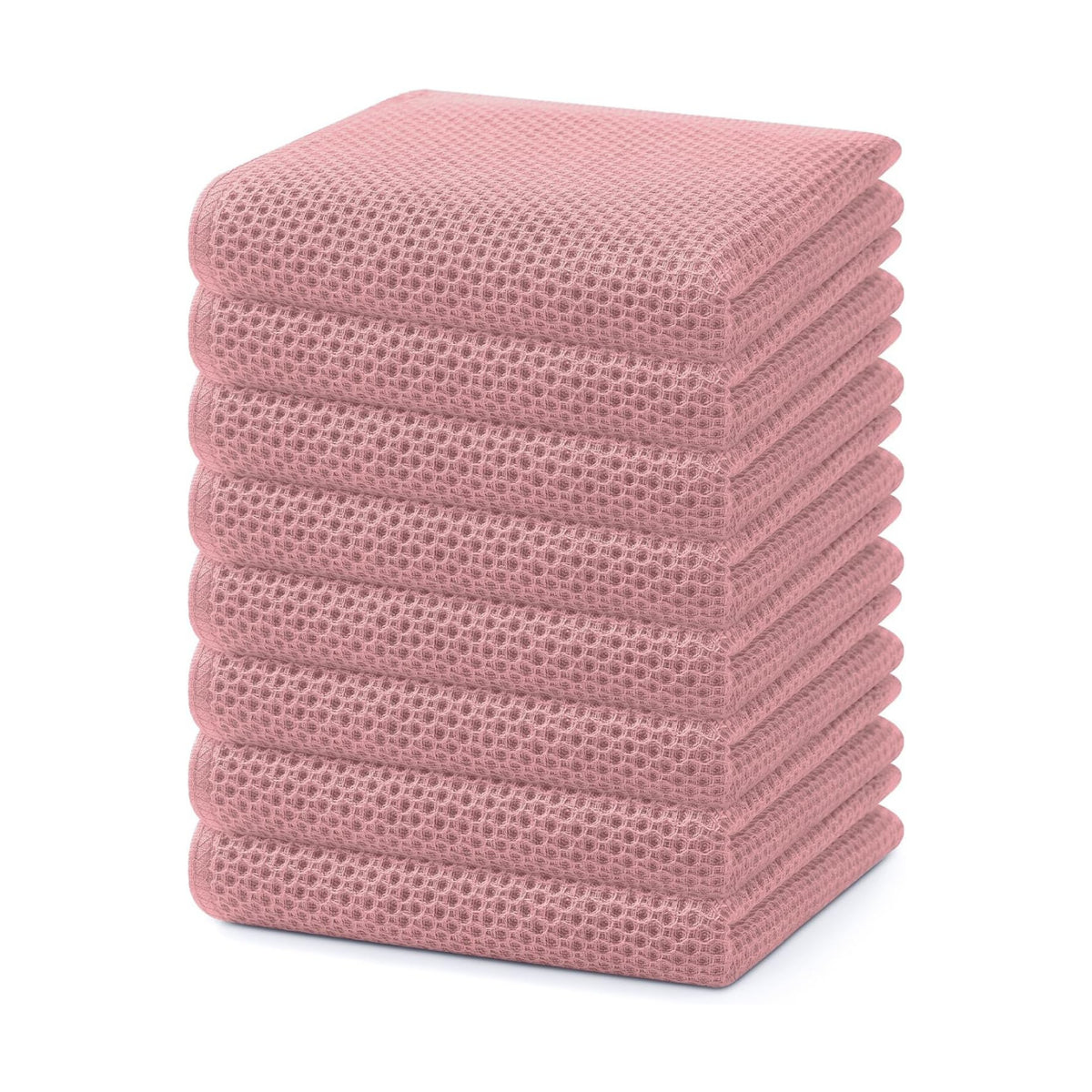 Homaxy 100% Cotton Waffle Weave Kitchen Dish Towels 8-Pack, Dried Rose | 13 x 28 Inches, Ultra Soft Absorbent Dish