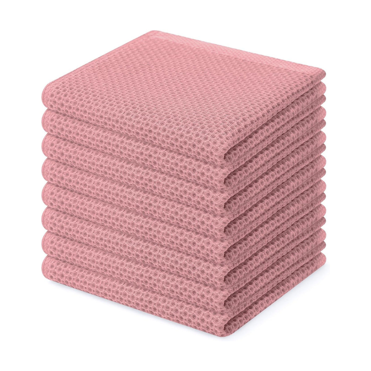 Homaxy 100% Cotton Waffle Weave Kitchen Dish Cloths 8-Pack, Dried Rose | 12 x 12 Inches, Ultra Soft Absorbent Dish