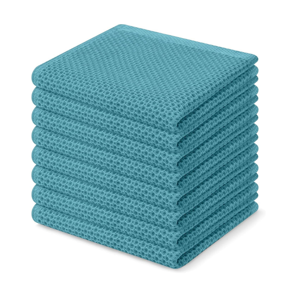 Homaxy 100% Cotton Waffle Weave Kitchen Dish Cloths 8-Pack, Lake Blue | 12 x 12 Inches, Ultra Soft Absorbent Dish