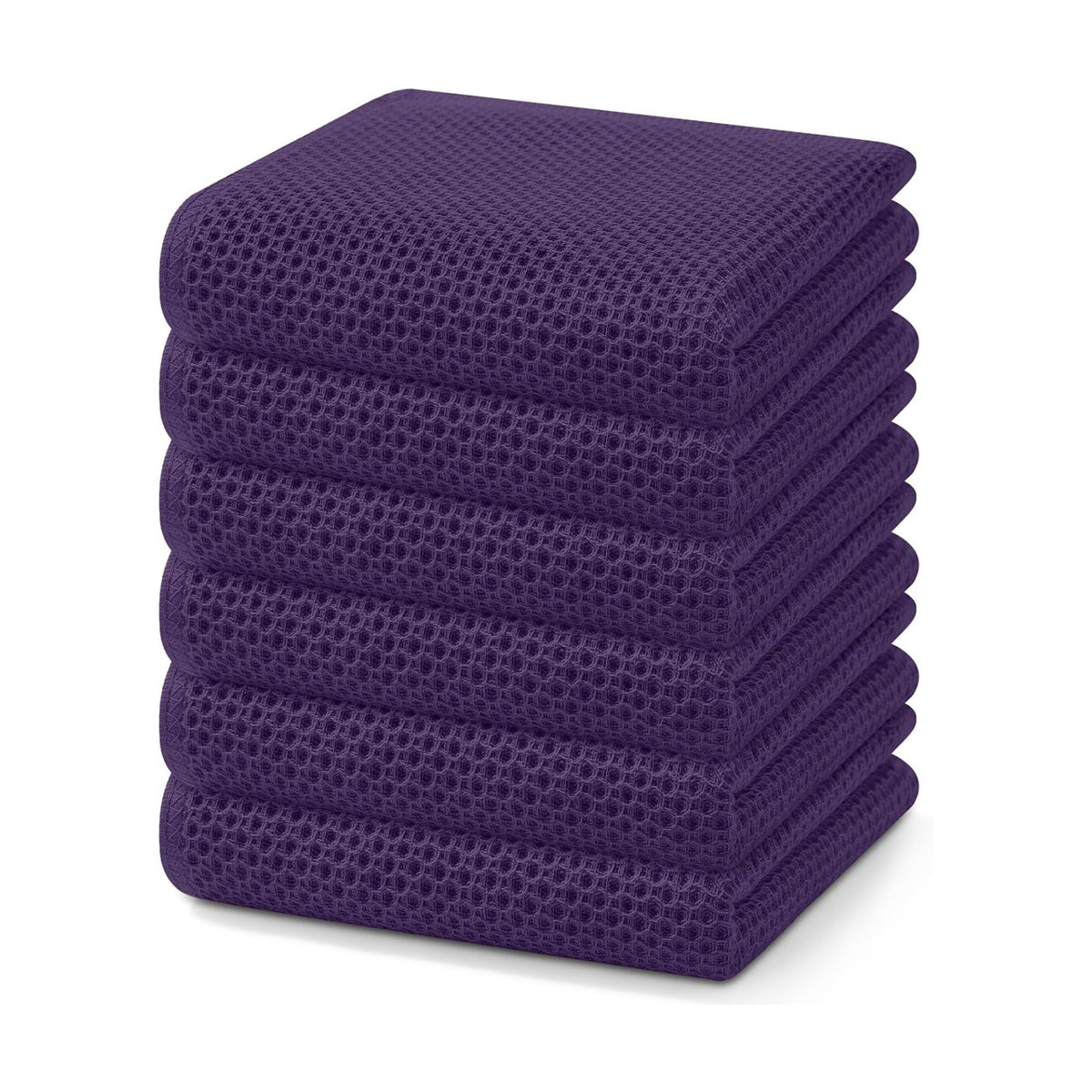 Homaxy 100% Cotton Waffle Weave Kitchen Dish Towels 6-Pack, Eggplant | 13 x 28 Inches, Ultra Soft Absorbent Dish