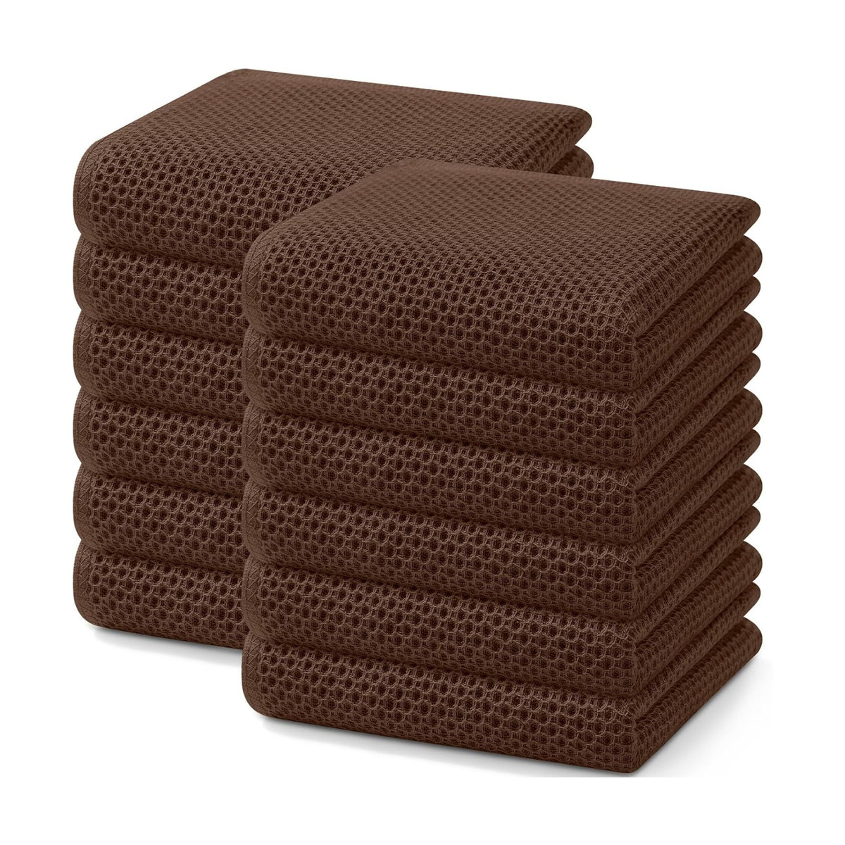 Homaxy 100% Cotton Waffle Weave Kitchen Dish Towels 12-Pack, Coffee | 13 x 28 Inches, Ultra Soft Absorbent Dish Towels