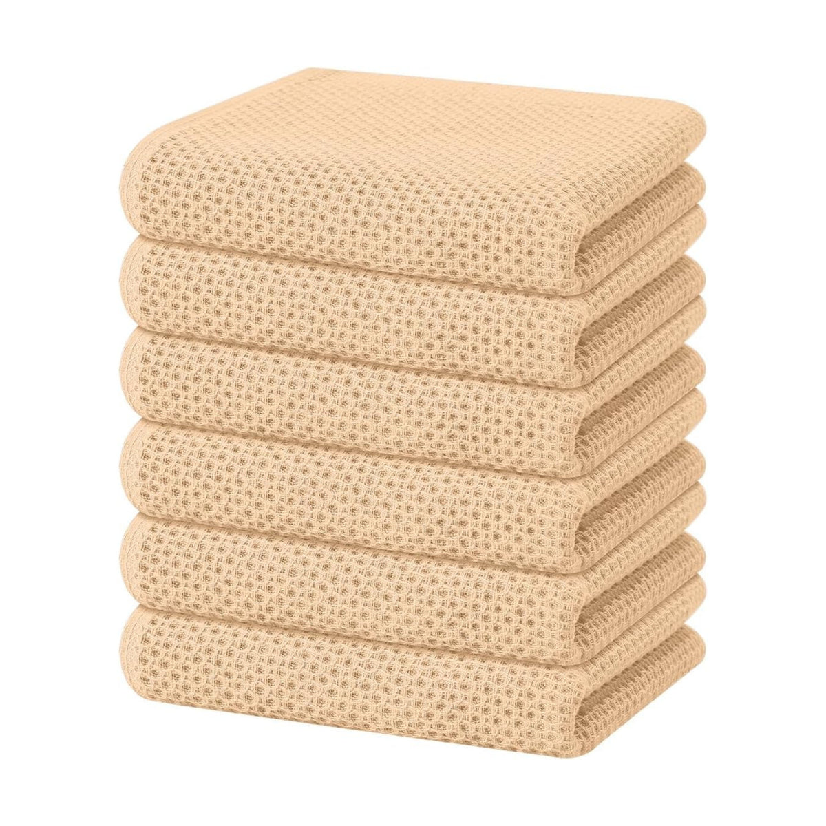 Homaxy 100% Cotton Waffle Weave Kitchen Dish Towels 6-Pack, Apricot | 13 x 28 Inches, Ultra Soft Absorbent Dish Towels