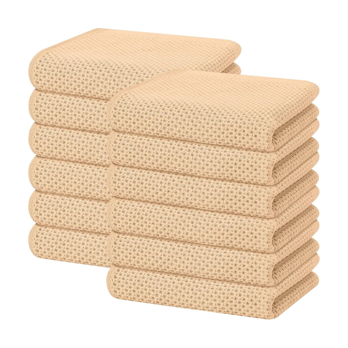 Homaxy 100% Cotton Waffle Weave Kitchen Dish Towels 12-Pack, Apricot | 13 x 28 Inches, Ultra Soft Absorbent Dish