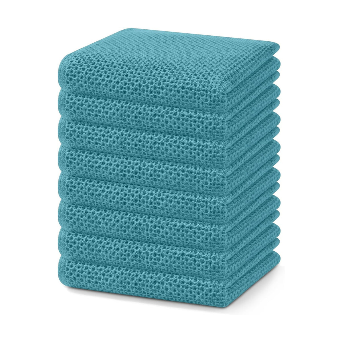 Homaxy 100% Cotton Waffle Weave Kitchen Dish Towels 8-Pack, Lake Blue | 13 x 28 Inches, Ultra Soft Absorbent Dish