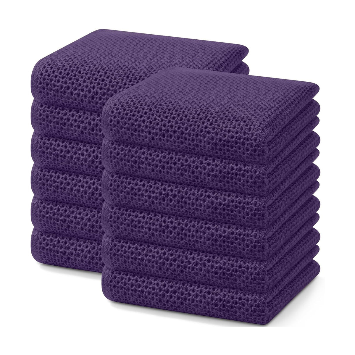 Homaxy 100% Cotton Waffle Weave Kitchen Dish Towels 12-Pack, Eggplant | 13 x 28 Inches, Ultra Soft Absorbent Dish