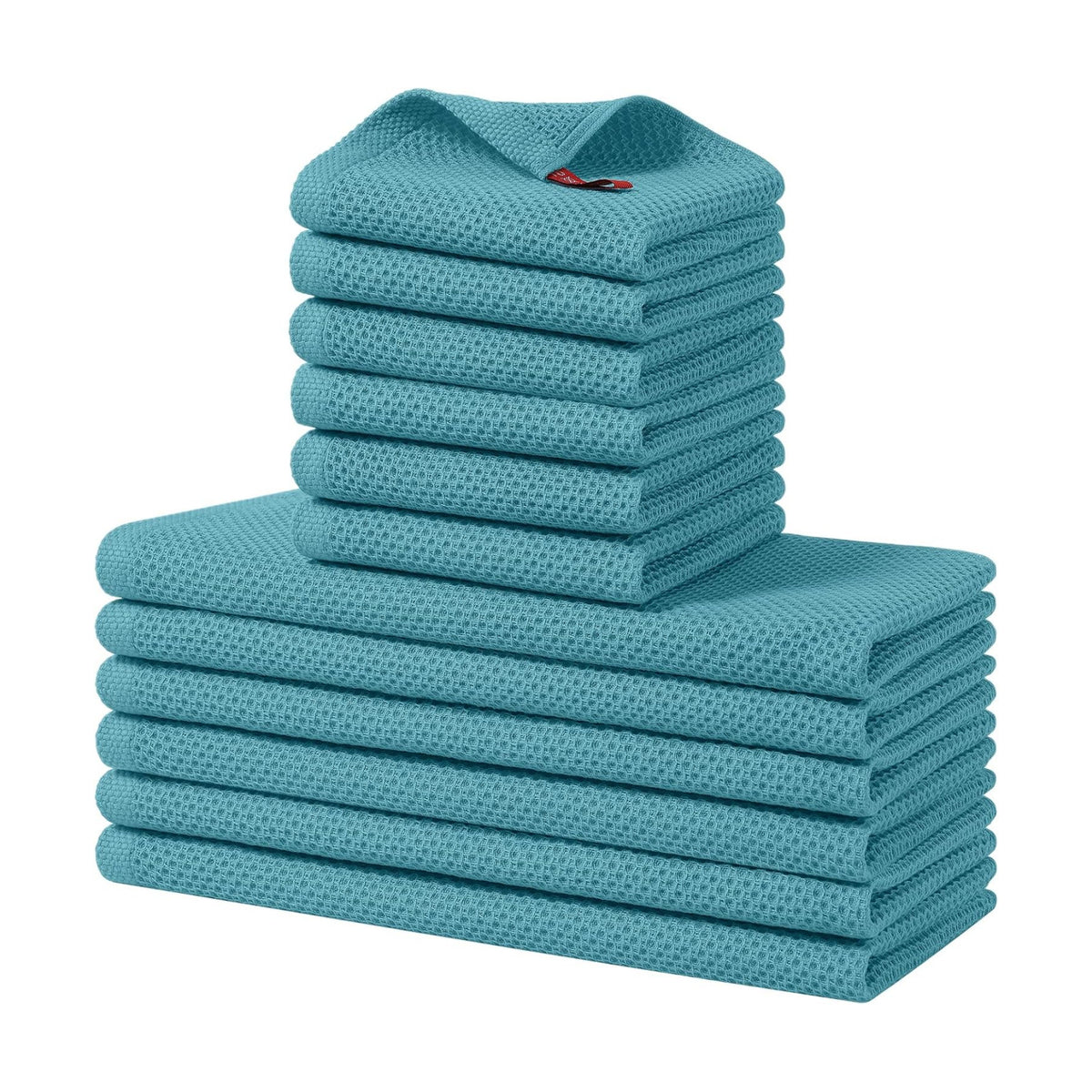 Homaxy 12 Pack 100% Cotton Kitchen Towels and Dishcloths Set, Lake Blue | 12 x 12 Inches and 13 x 28 Inches Kitchen
