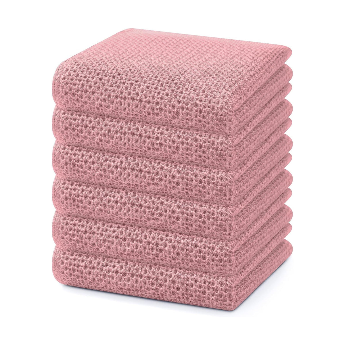 Homaxy 100% Cotton Waffle Weave Kitchen Dish Towels 6-Pack, Dried Rose | 13 x 28 Inches, Ultra Soft Absorbent Dish