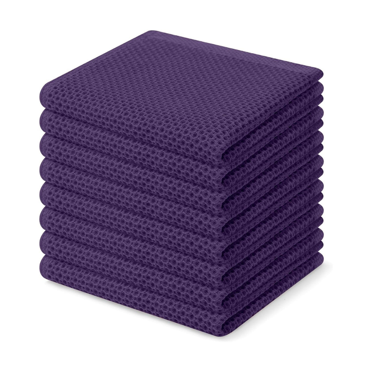 Homaxy 100% Cotton Waffle Weave Kitchen Dish Cloths 8-Pack, Eggplant | 12 x 12 Inches, Ultra Soft Absorbent Dish