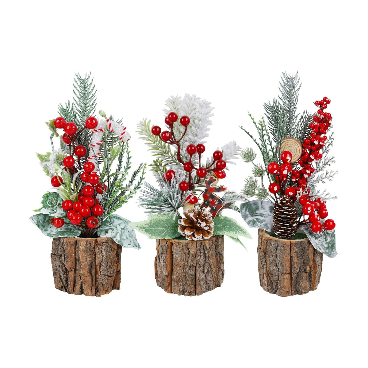 winemana Mini Christmas Trees Table Decorations for Indoor Office, 3 Pack