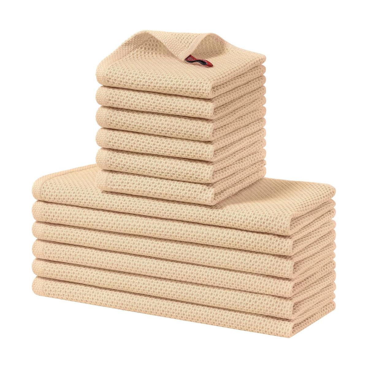 Homaxy 12 Pack 100% Cotton Kitchen Towels and Dishcloths Set, Apricot | 12 x 12 Inches and 13 x 28 Inches Kitchen