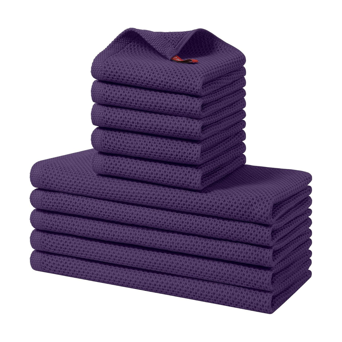 Homaxy 10 Pack 100% Cotton Kitchen Towels and Dishcloths Set, Eggplant | 12 x 12 Inches and 13 x 28 Inches Kitchen