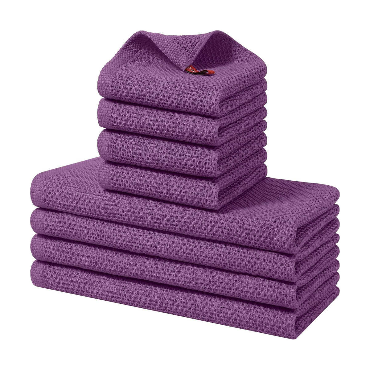 Homaxy 8 Pack 100% Cotton Kitchen Towels and Dishcloths Set, Purple | 12 x 12 Inches and 13 x 28 Inches Kitchen Towels