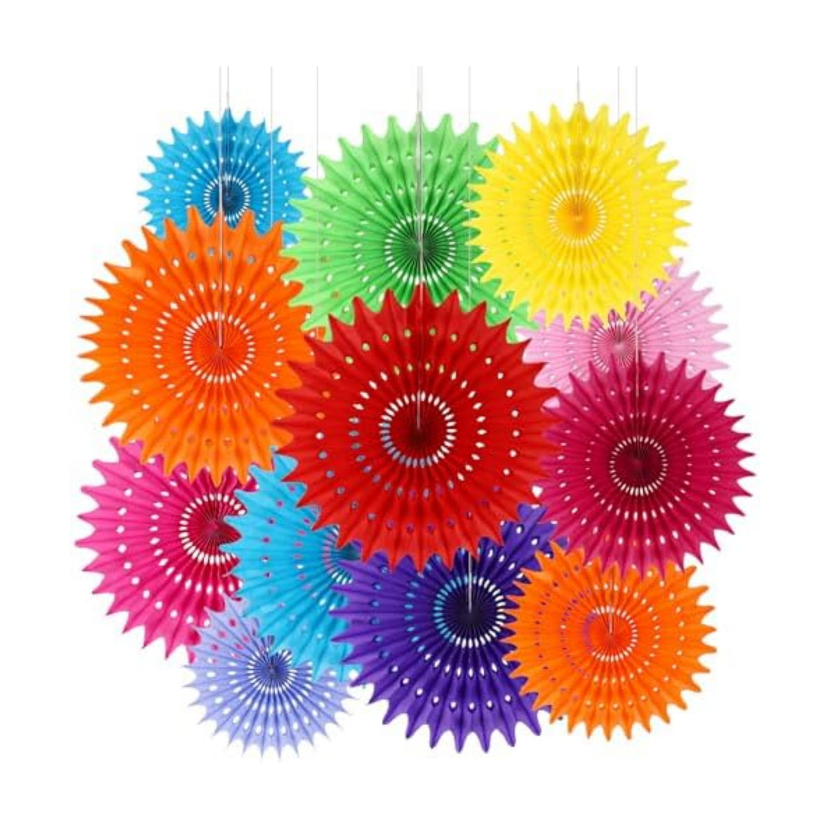 BestoFun 12PCS Paper Fans Mexican Party Decorations Tissue Paper Flowers Decorations for Girl Groovy Birthday Baby Shower Wedding Bachelorette Room Wall Hanging Décor
