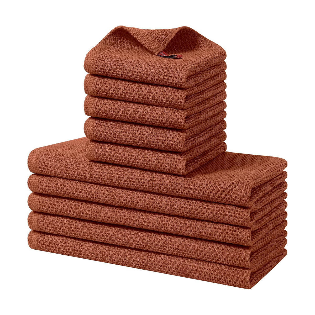 Homaxy 10 Pack 100% Cotton Kitchen Towels and Dishcloths Set, Rust | 12 x 12 Inches and 13 x 28 Inches Kitchen Towels