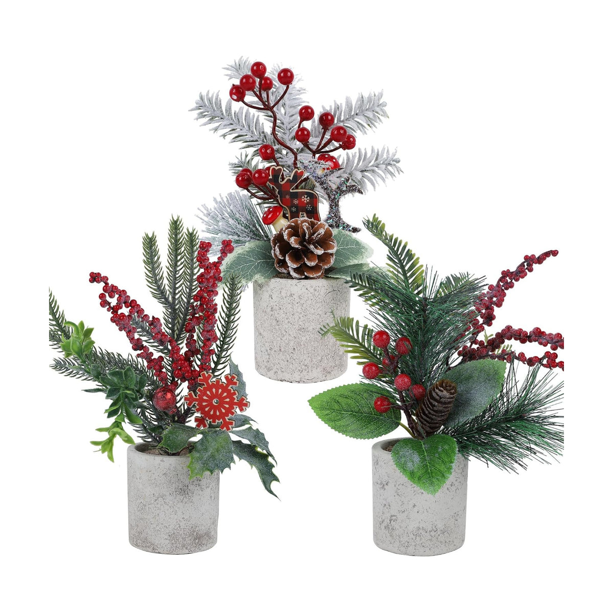 winemana 3 Pack Mini Christmas Trees Holiday Table Decorations for Office