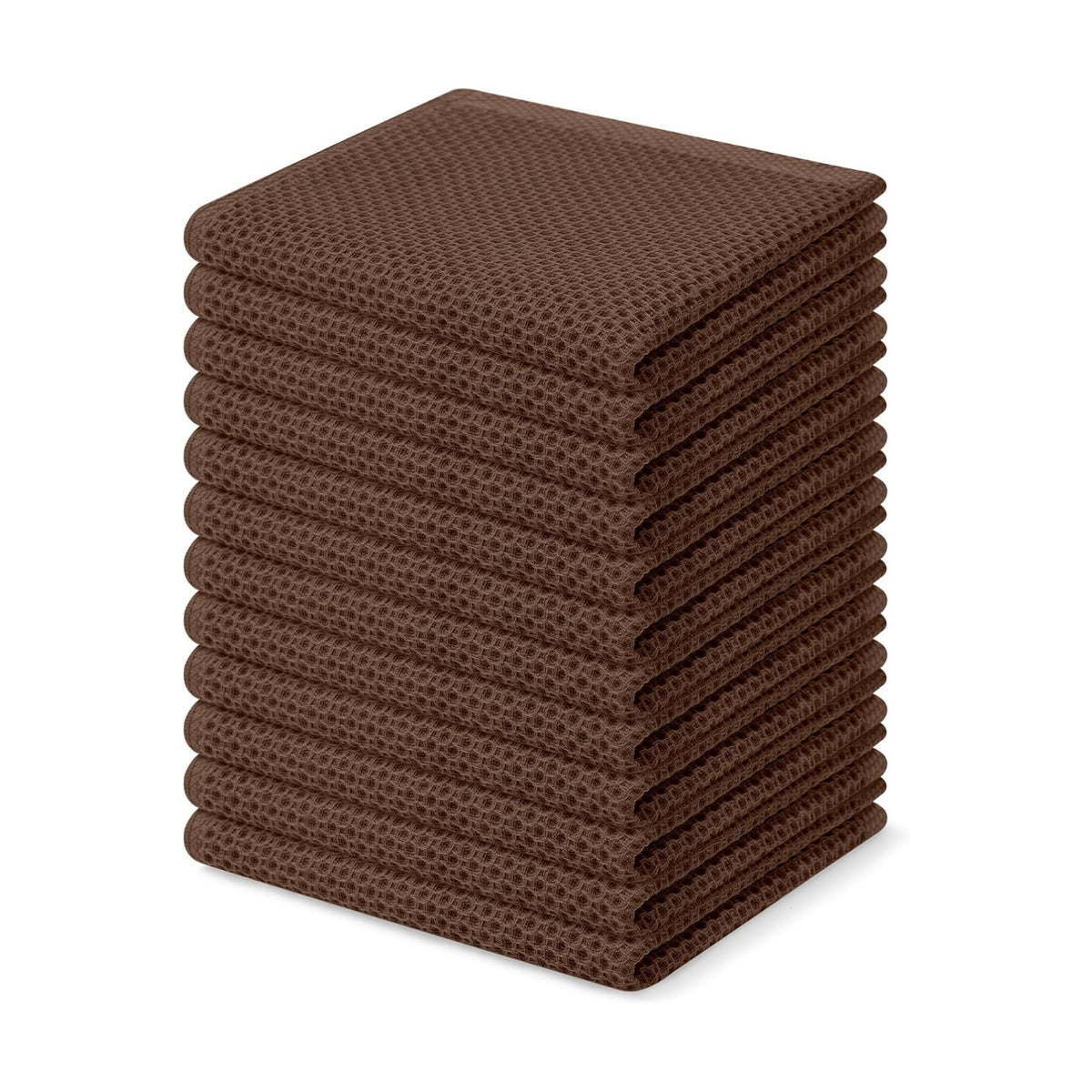 Homaxy 100% Cotton Waffle Weave Kitchen Dish Cloths 12-Pack, Coffee | 12 x 12 Inches, Ultra Soft Absorbent Dish Towels