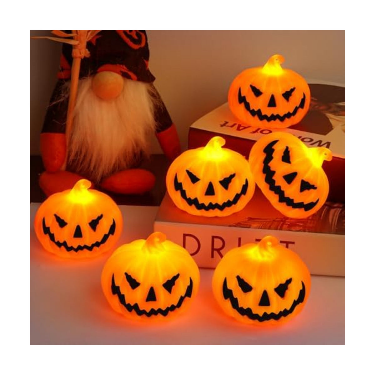 6 Pack Halloween Pumpkin Flameless Candles Battery Operated LED Tealight Candles for Home Room Decorations, Light Up Halloween Decorations Indoor for Table Party Office Fireplace halloween Gifts