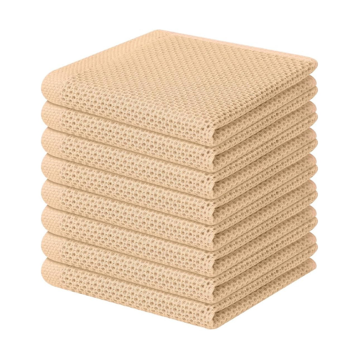 Homaxy 100% Cotton Waffle Weave Kitchen Dish Cloths 8-Pack, Apricot | 12 x 12 Inches, Ultra Soft Absorbent Dish Towels