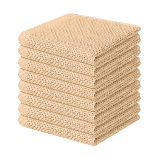 Homaxy 100% Cotton Waffle Weave Kitchen Dish Cloths 8-Pack, Apricot | 12 x 12 Inches, Ultra Soft Absorbent Dish Towels