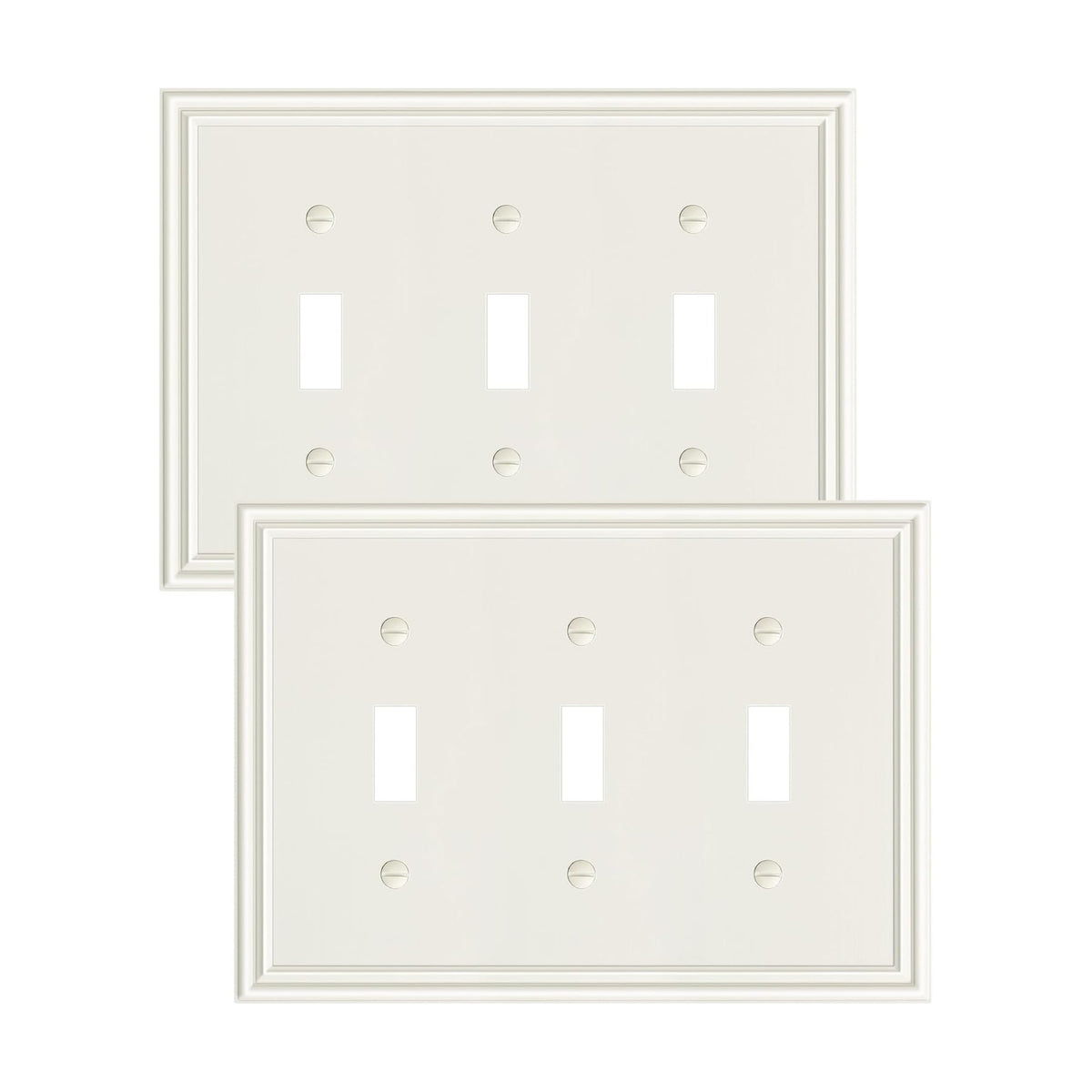 2-Pack Zinc Alloy Triple Toggle Light Switch Cover Plate, Solid Wall Plate | Durable Decorative Switch Plate Covers, 3