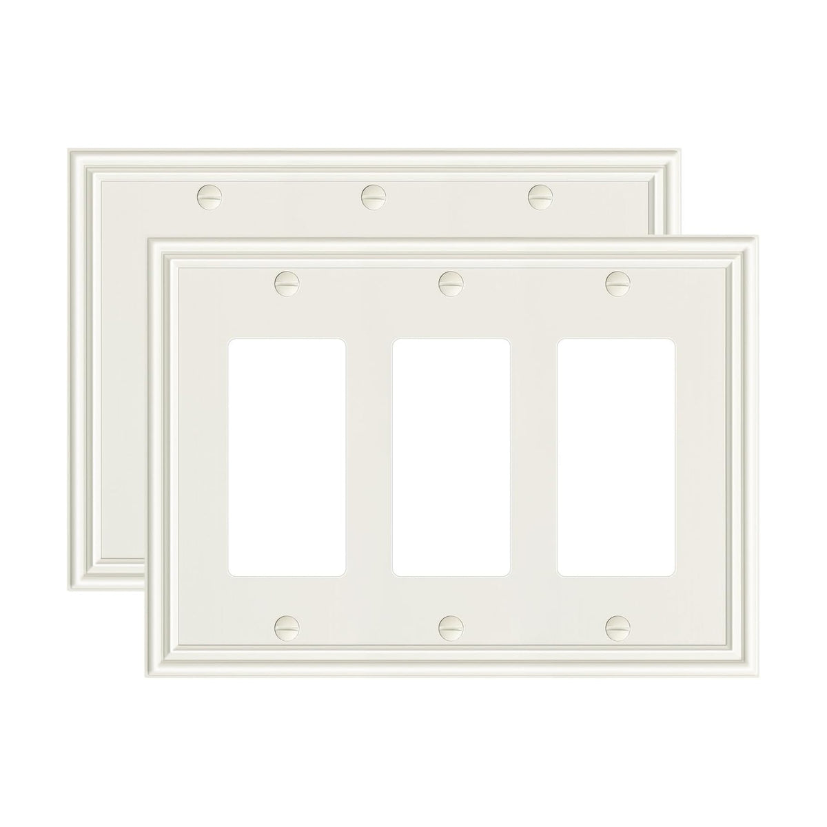 2-Pack Zinc Alloy Tripple Decorator Outlet Cover Plate, Solid Switch Cover | Durable Wall Plates for Electrical