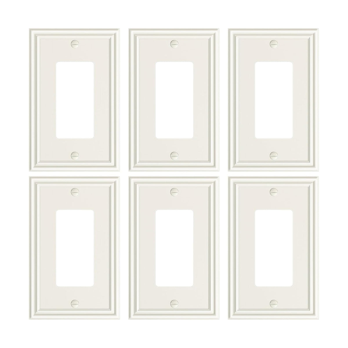 6-Pack Zinc Alloy Decorator Outlet Cover Plate, Solid Receptacle Cover | Decorative Switch Plates and Outlet Covers