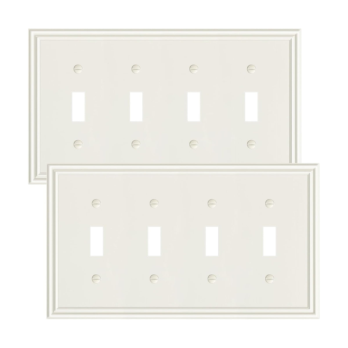 2-Pack Zinc Alloy Quad Toggle Light Switch Cover Plate, Solid Switch Cover | Durable Decorative Switch Plate Covers, 4