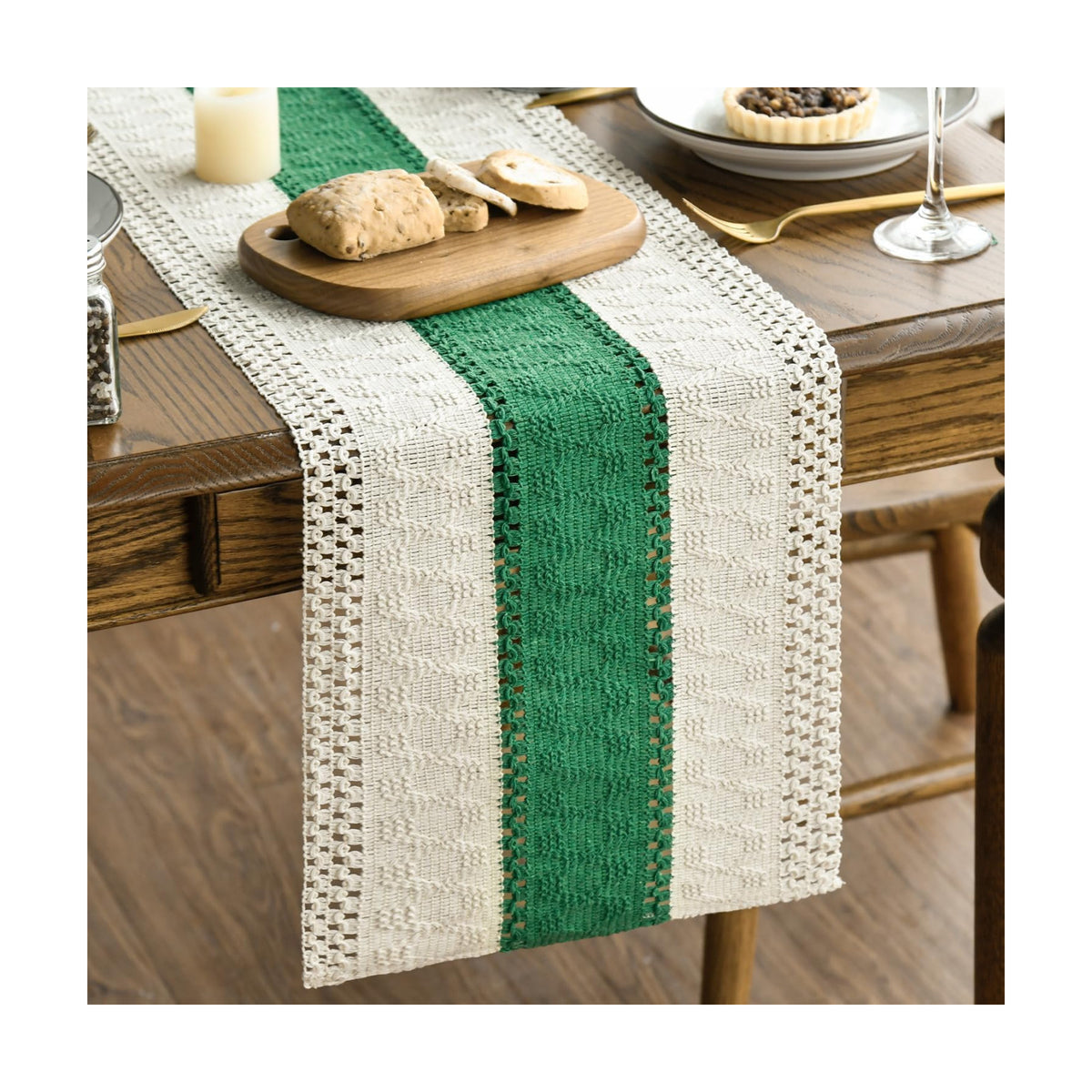 Artoid Mode Emerald Green Farmhouse Rustic Table Runner 12x60 Inch