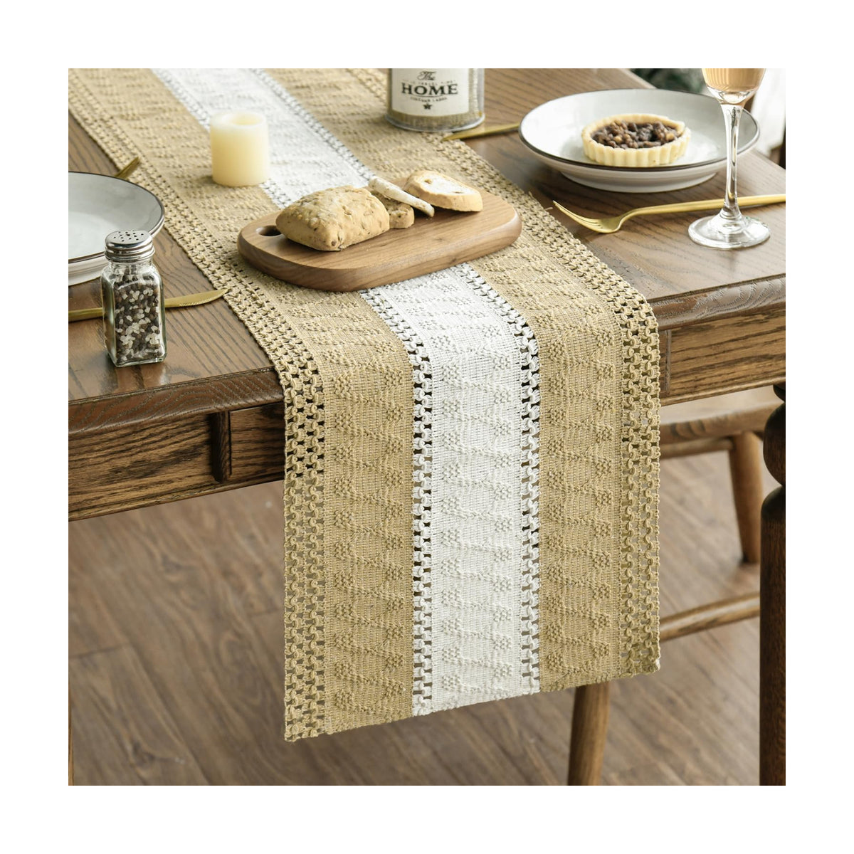 Artoid Mode Burlap Brown Farmhouse Woven Table Runner 12x72 Inch