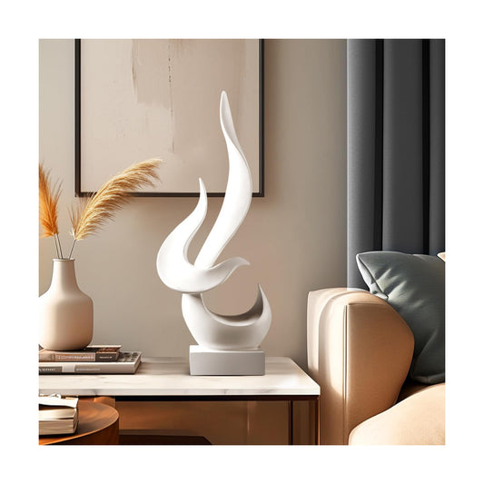 Decor Modern Flame Statue / White