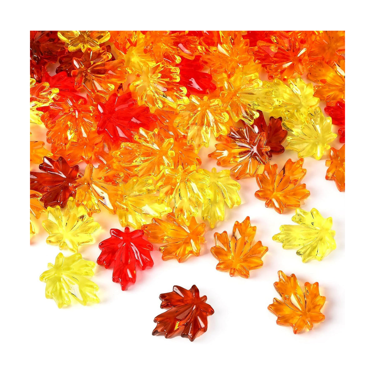 60Pcs Fall Thanksgiving Ornaments, Maple Leaves Vase Filler