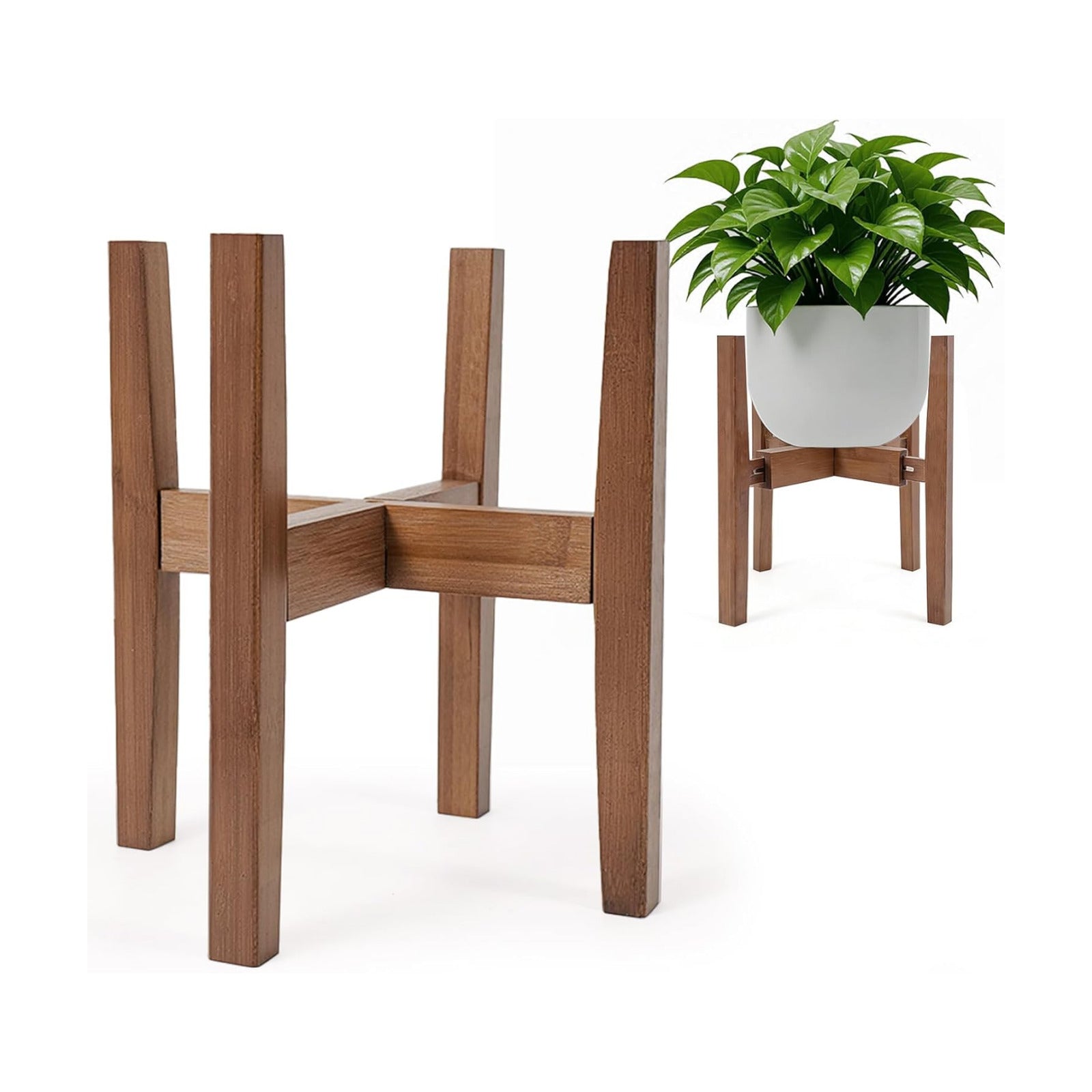 Bamboo Plant Stand Indoor / Natural / 12 Inch