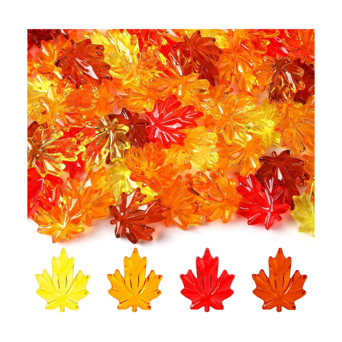 120Pcs Fall Thanksgiving Ornaments, Maple Leaves Vase Filler
