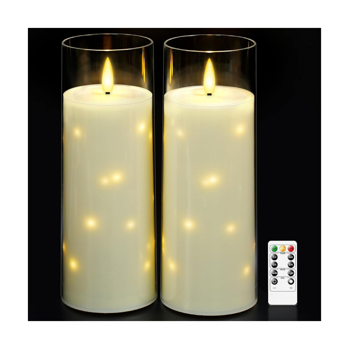 kakoya 11" x 4" Large Outdoor Waterproof Flameless LED Candles with Remote and Timer,Acrylic Pillar Candles Battery