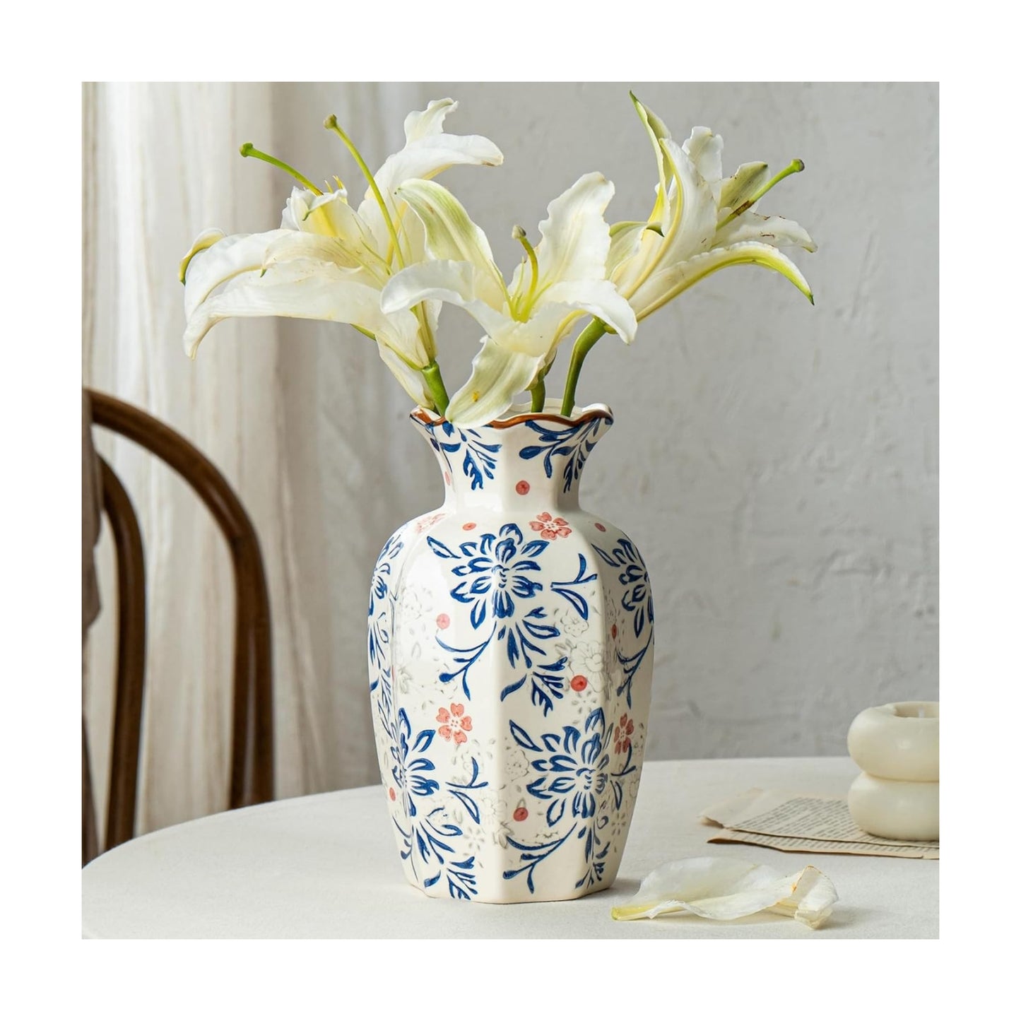 Vintage Ceramic Vase / Vase-u01 / 9.5 INCH / Blue