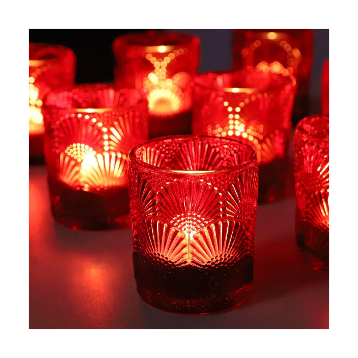 Woho 24pcs Red Votive Candle Holders Boho Style for Christmas Decorations
