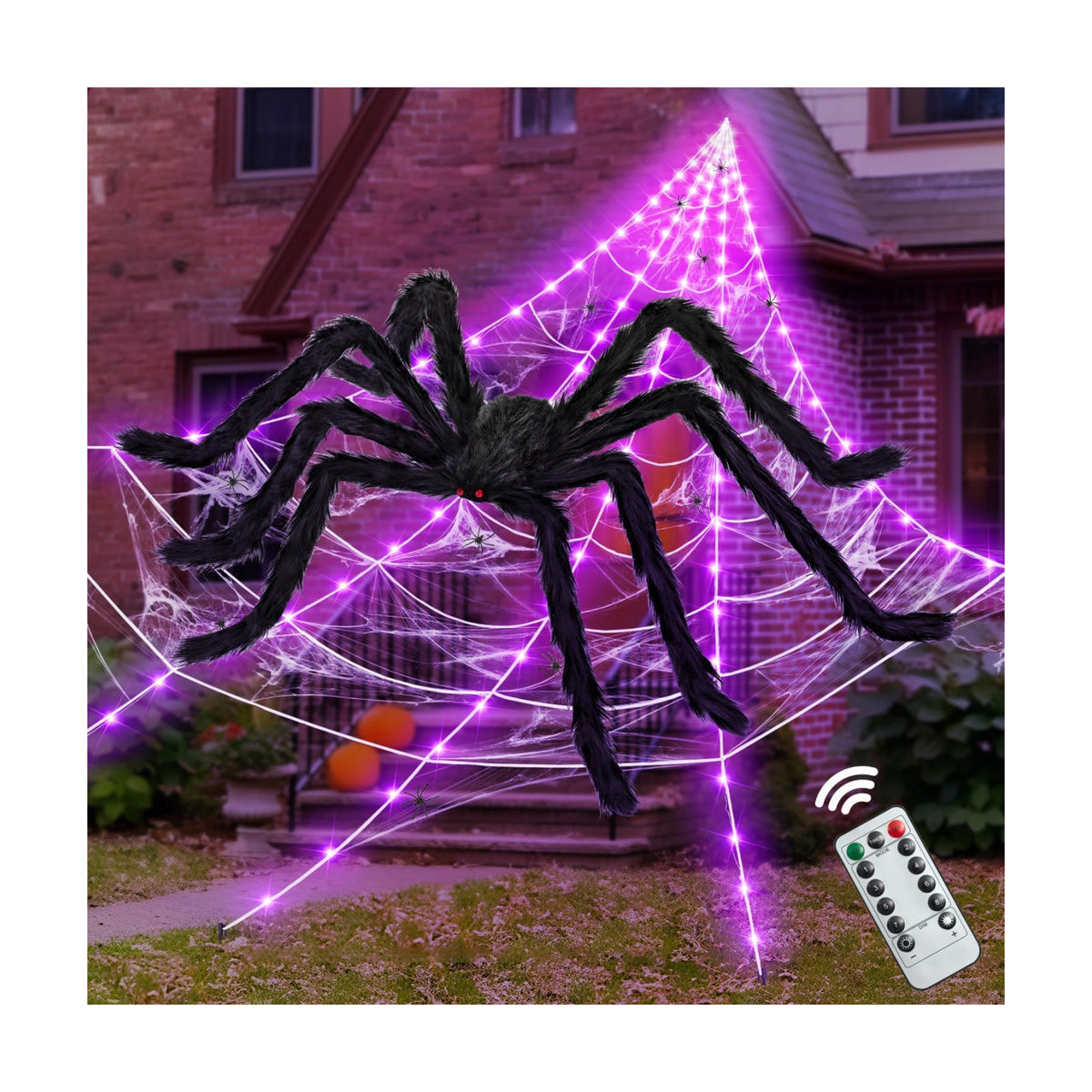 200" Halloween Decorations Light Up Spider Web with 250 LED Lights Decor.