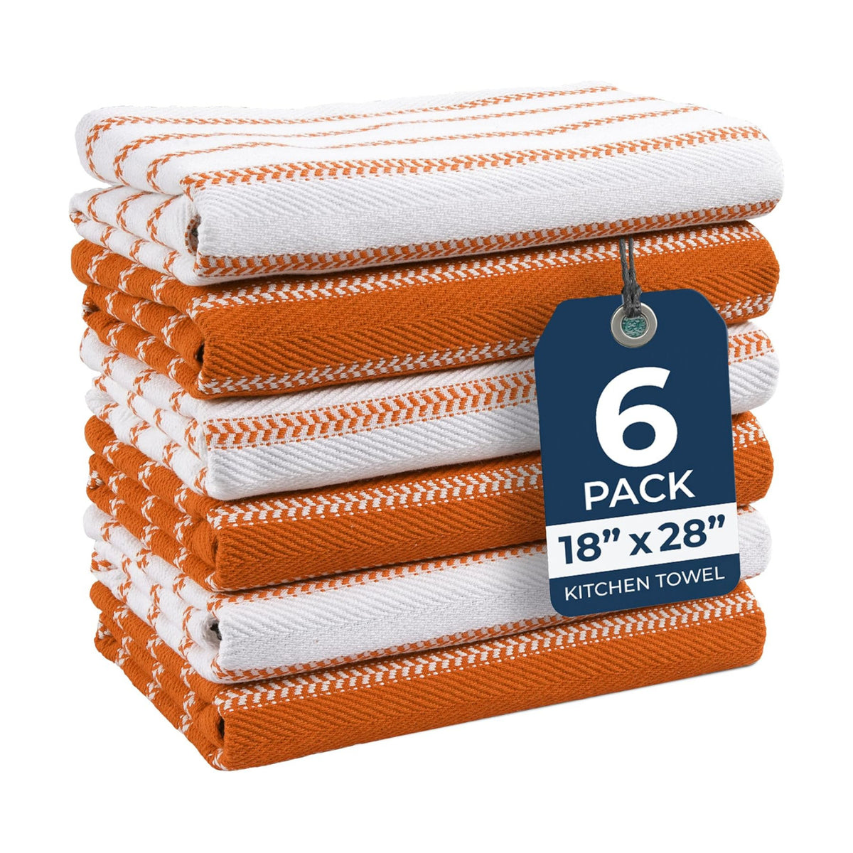 LANE LINEN Tea Towel for Kitchen 100% Cotton Absorbent & Soft 6 Pack - Rust