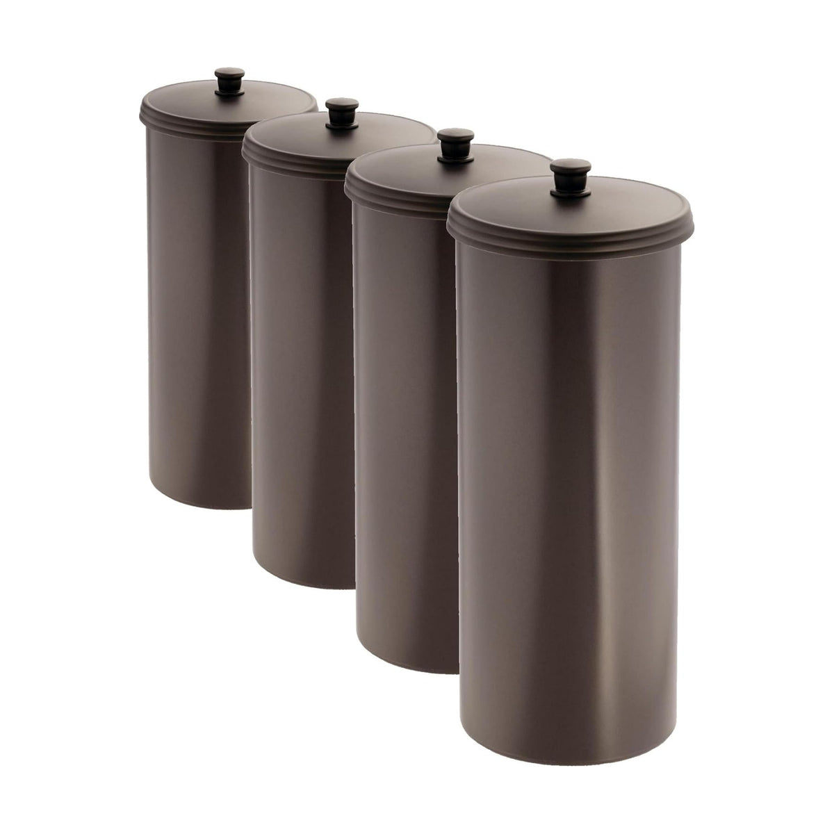iDesign Freestanding Bathroom Toilet Paper Storage Holder with Lid for 3 Extra Rolls,Bronze,(Pack of 4)