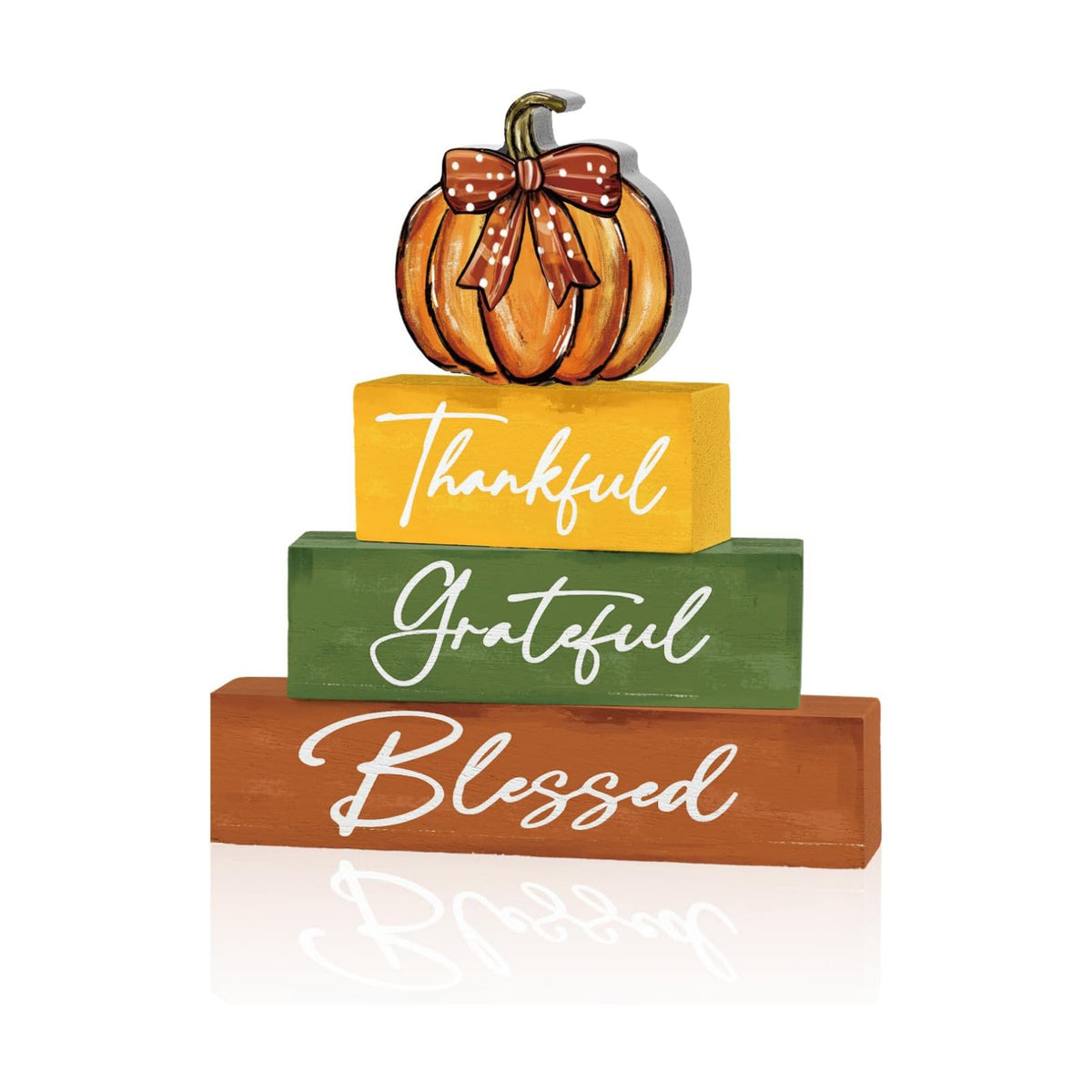 Smile Thanksgiving Wooden Block Signs, Pumpkin Decor