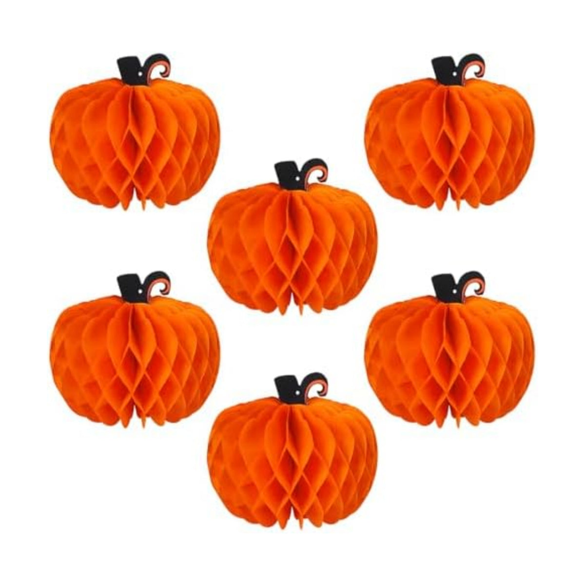 6 Pcs Fall Pumpkin Honeycomb Paper Decorations, Thanksgiving Pumpkins Table Centerpieces Hanging Pumpkin Honeycomb Tissue Balls for Halloween Thanksgiving Harvest Party Decor
