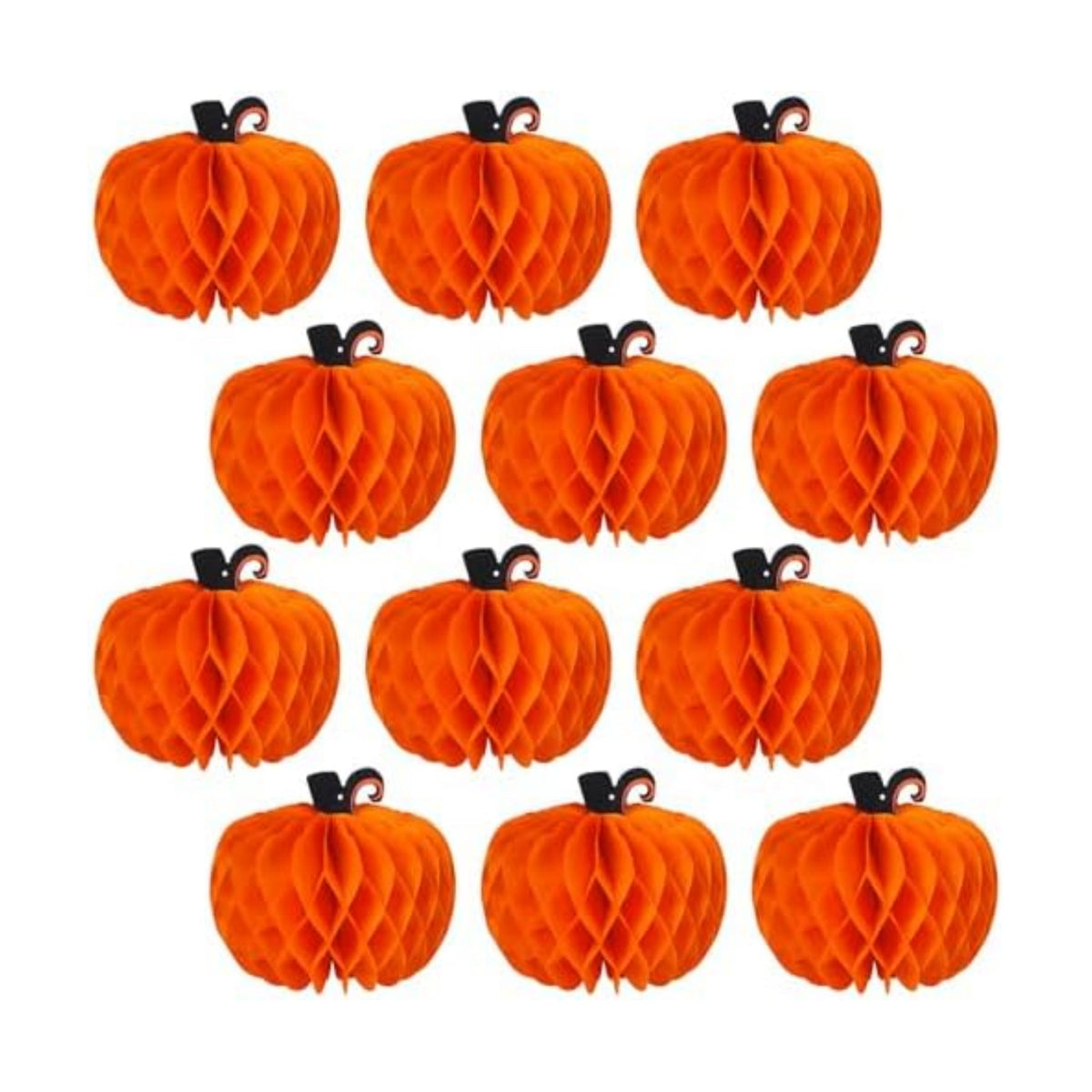 12 Pcs Fall Pumpkin Honeycomb Paper Decorations, Thanksgiving Pumpkins Table Centerpieces Hanging Pumpkin Honeycomb Tissue Balls for Halloween Thanksgiving Harvest Party Decor