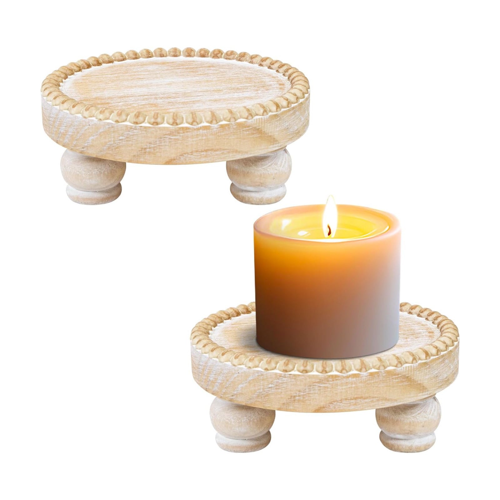 Farmhouse Candle Trays Home Decor / Brown / Set of 2