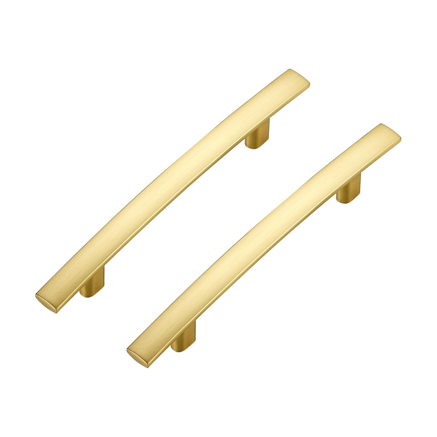 Curved Cabinet Pulls Drawer Pulls / 3.75" Hole Center / Brushed Brass / Set of 5