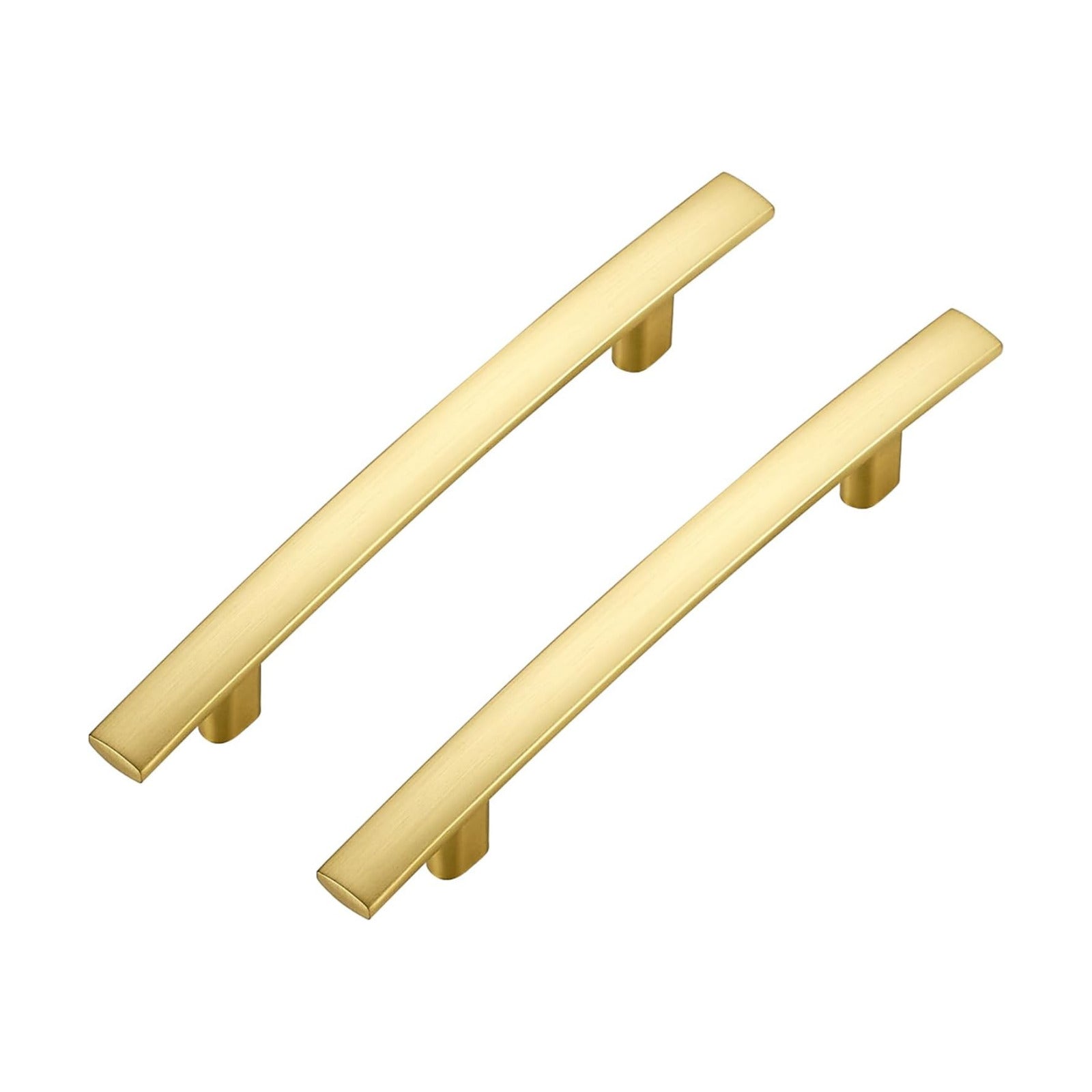 Curved Cabinet Pulls Drawer Pulls / 3.75" Hole Center / Brushed Brass / Set of 5