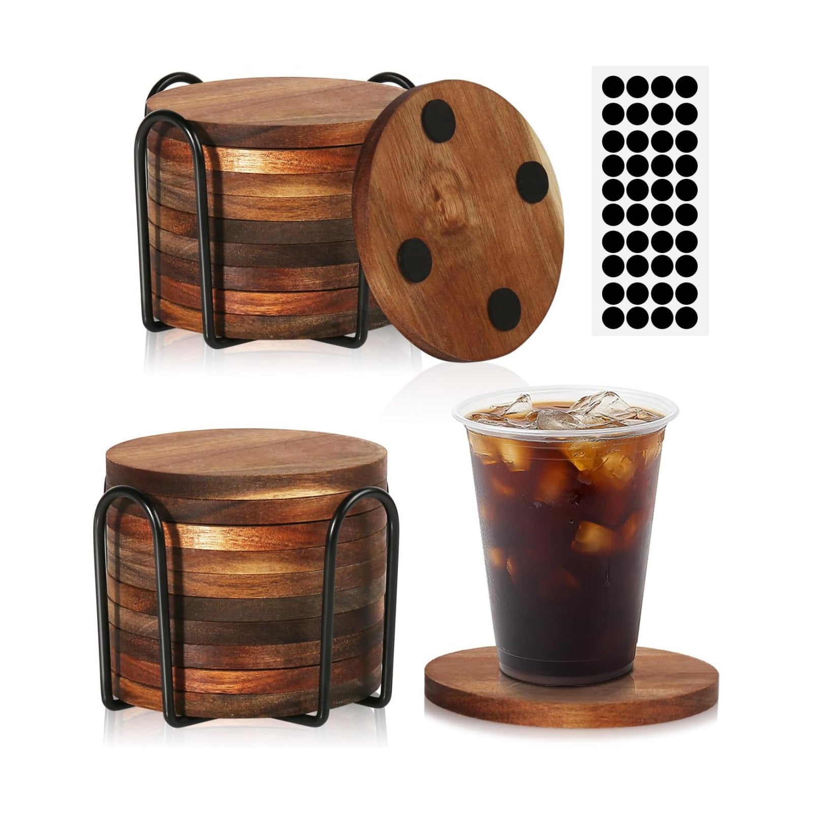 Holder / Wooden Coasters for Drinks Absorbent / Set of 20