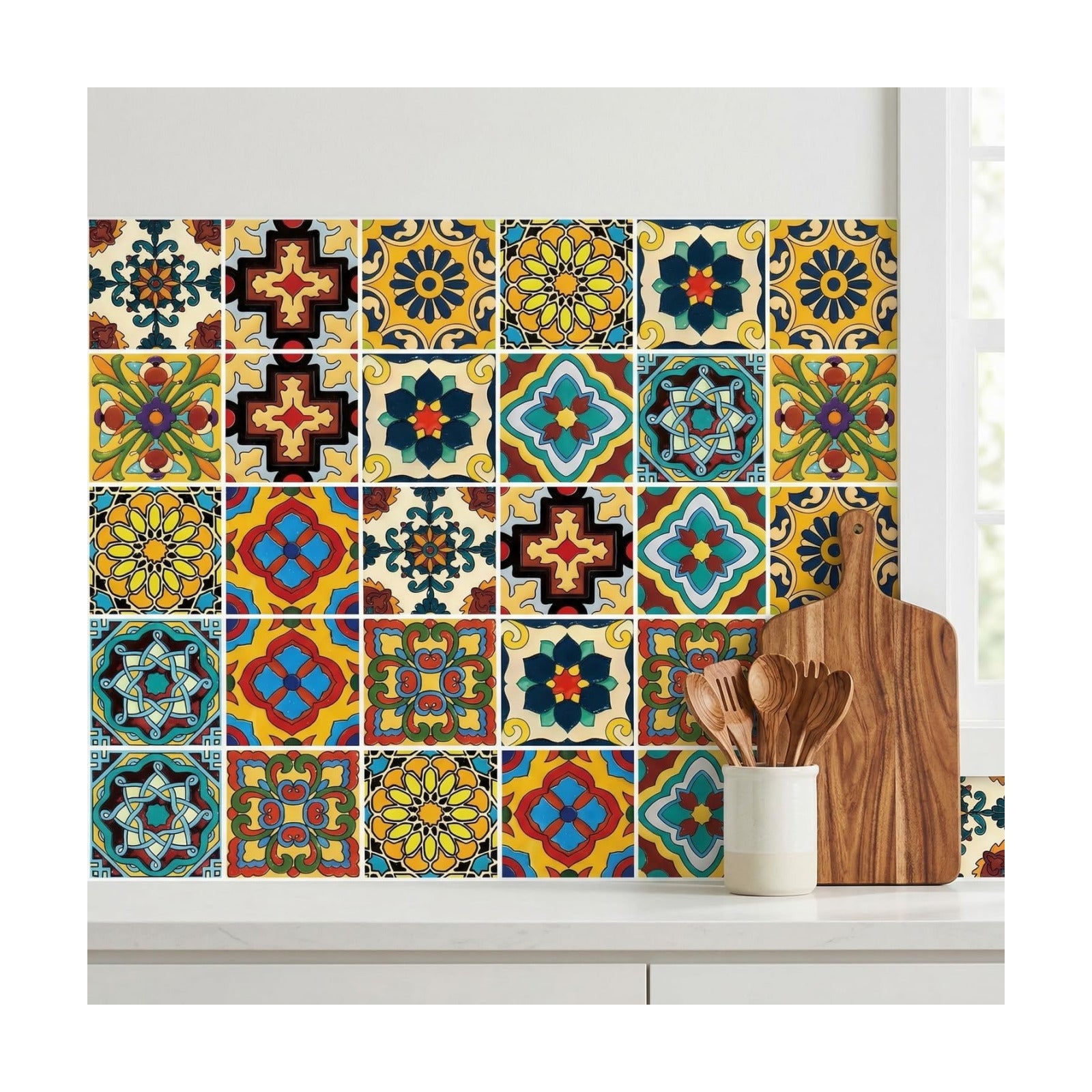 Self-Adhesive Waterproof Vinyl Backsplash Decals / 4 x 4 / Set of 30